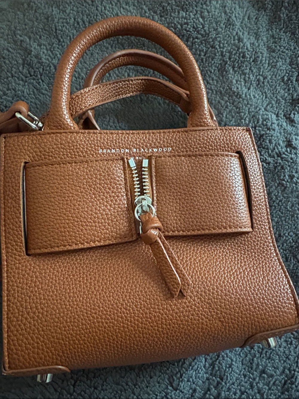 Brandon Blackwood Brown Pebbled Leather Mini Satchel